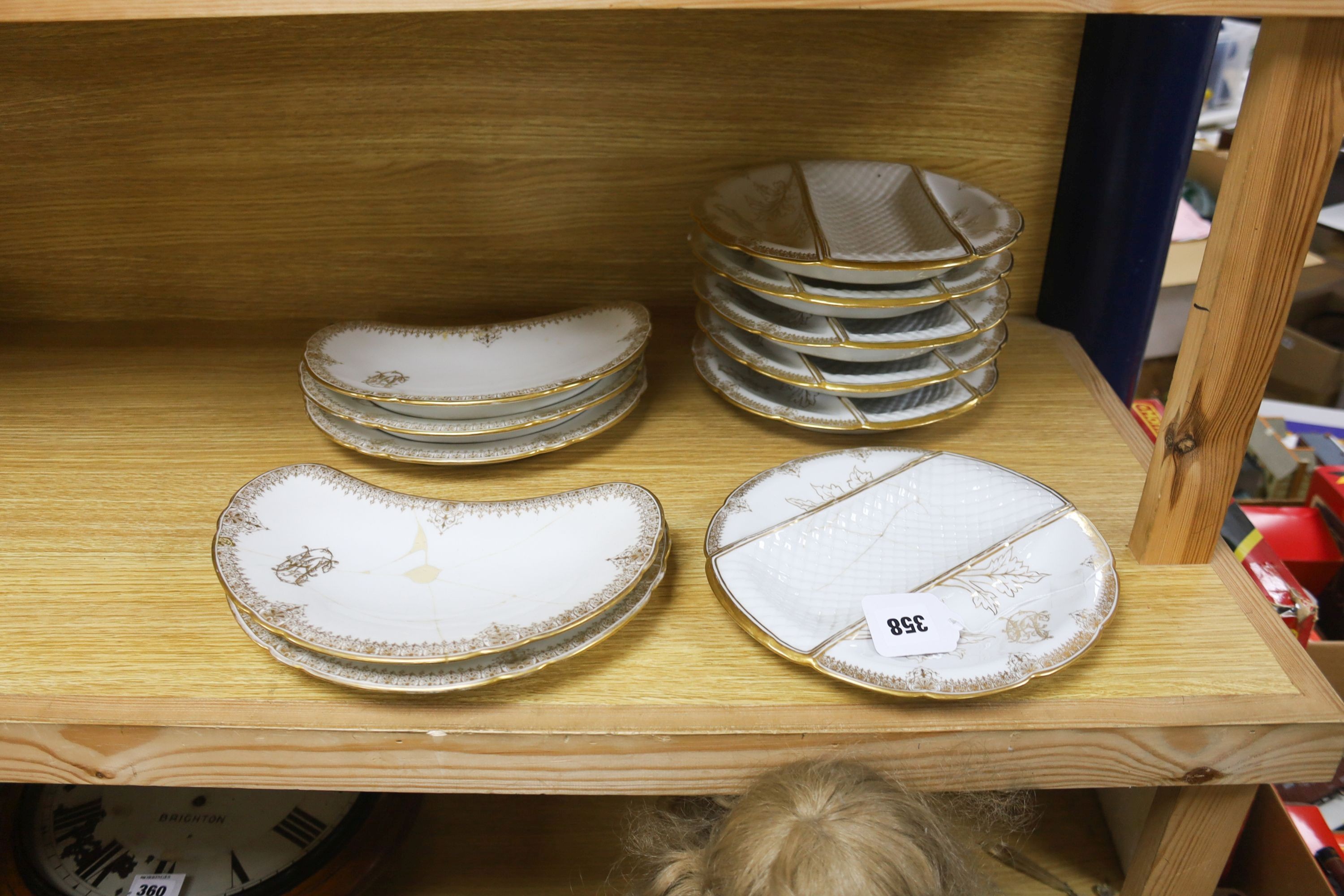 A Limoges porcelain oyster and asparagus service